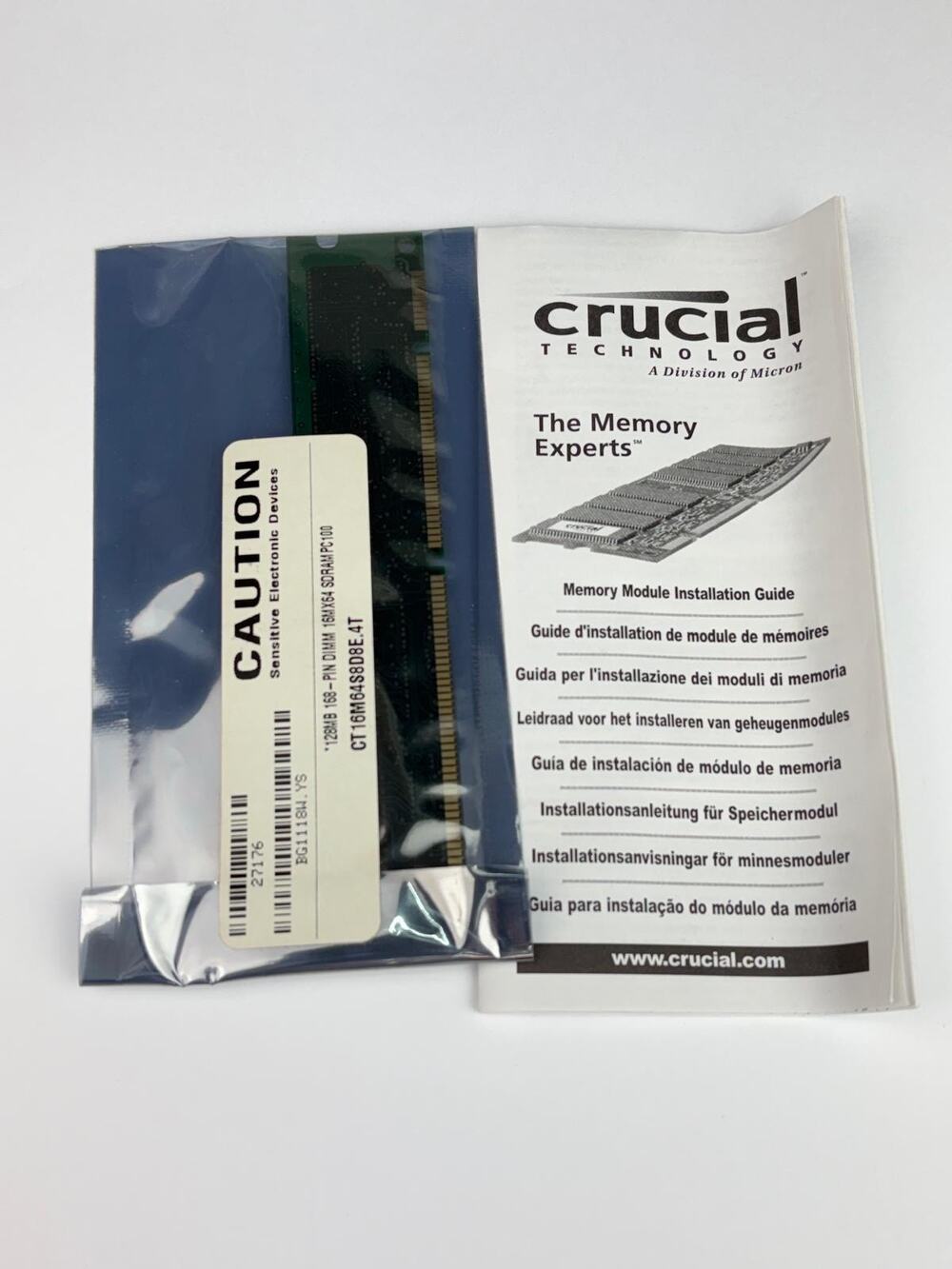 Crucial CT16M64S8D8E.4T 128MB 168 Pin SDRAM PC100 16Mx64 Memory NOS
